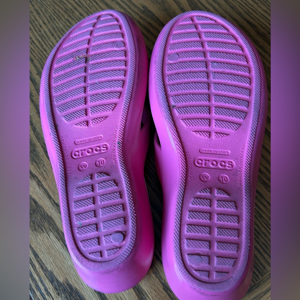 CROCS Women's Vibrant Pink Slide Sandals Size 10 - Picture 7 of 8